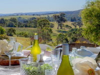 The Farmhouse - grape vines and rolling green hills
